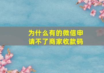 为什么有的微信申请不了商家收款码