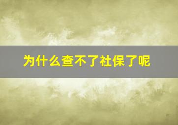 为什么查不了社保了呢