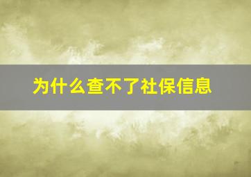 为什么查不了社保信息