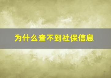 为什么查不到社保信息