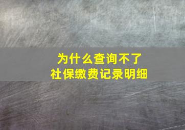 为什么查询不了社保缴费记录明细