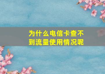 为什么电信卡查不到流量使用情况呢