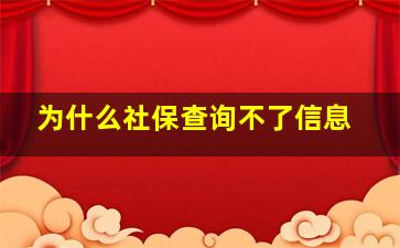 为什么社保查询不了信息