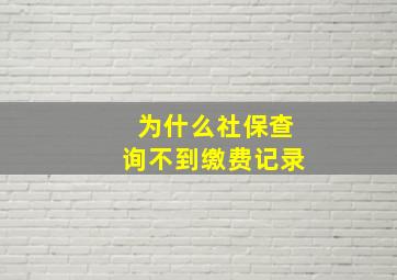 为什么社保查询不到缴费记录