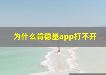 为什么肯德基app打不开