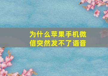 为什么苹果手机微信突然发不了语音