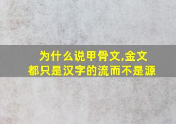 为什么说甲骨文,金文都只是汉字的流而不是源