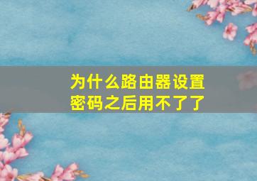 为什么路由器设置密码之后用不了了