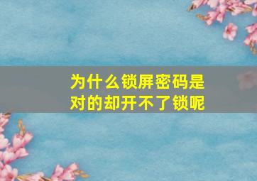 为什么锁屏密码是对的却开不了锁呢