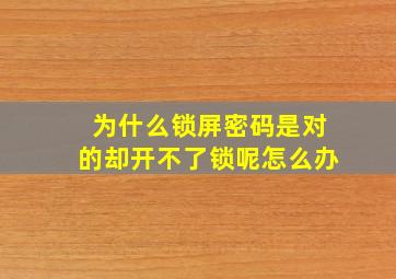 为什么锁屏密码是对的却开不了锁呢怎么办