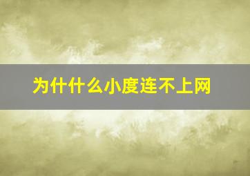 为什什么小度连不上网