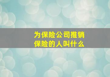 为保险公司推销保险的人叫什么