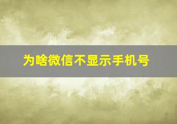 为啥微信不显示手机号