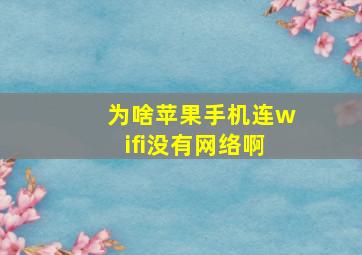 为啥苹果手机连wifi没有网络啊