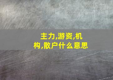 主力,游资,机构,散户什么意思