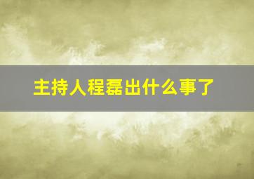 主持人程磊出什么事了