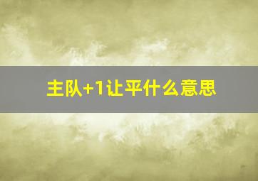 主队+1让平什么意思