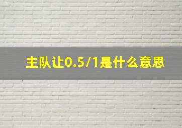 主队让0.5/1是什么意思