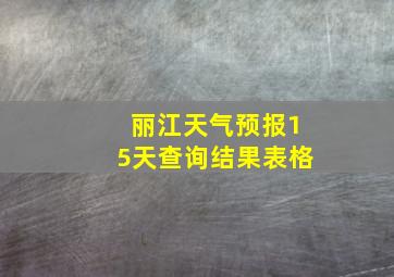 丽江天气预报15天查询结果表格