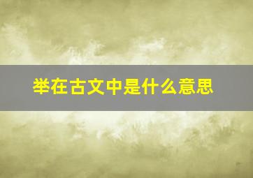 举在古文中是什么意思