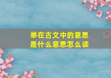 举在古文中的意思是什么意思怎么读