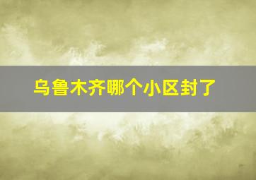 乌鲁木齐哪个小区封了