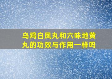 乌鸡白凤丸和六味地黄丸的功效与作用一样吗