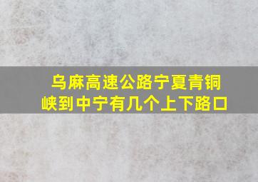 乌麻高速公路宁夏青铜峡到中宁有几个上下路口