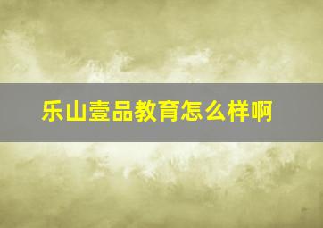 乐山壹品教育怎么样啊