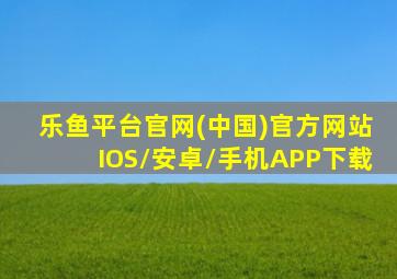 乐鱼平台官网(中国)官方网站IOS/安卓/手机APP下载