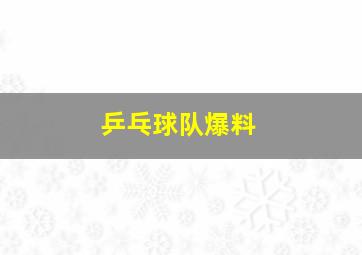 乒乓球队爆料