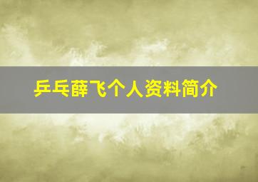 乒乓薛飞个人资料简介