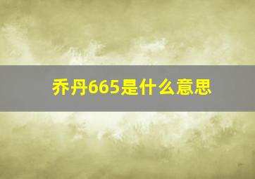 乔丹665是什么意思