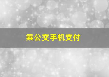 乘公交手机支付