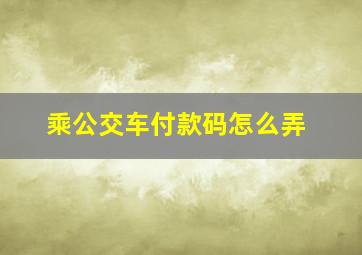 乘公交车付款码怎么弄