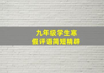 九年级学生寒假评语简短精辟