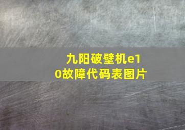 九阳破壁机e10故障代码表图片