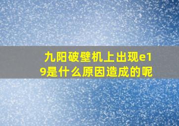 九阳破壁机上出现e19是什么原因造成的呢