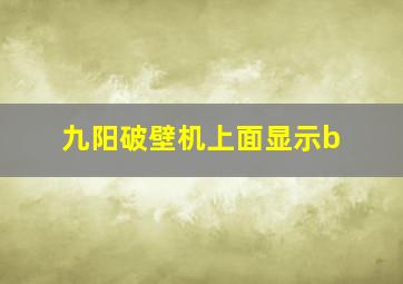 九阳破壁机上面显示b