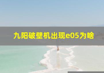 九阳破壁机出现e05为啥