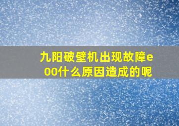 九阳破壁机出现故障e00什么原因造成的呢