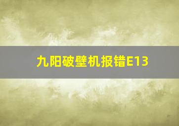 九阳破壁机报错E13