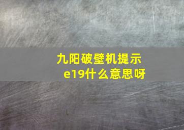 九阳破壁机提示e19什么意思呀