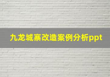 九龙城寨改造案例分析ppt