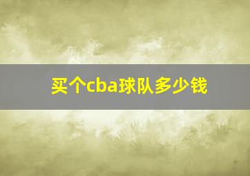 买个cba球队多少钱