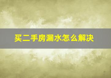 买二手房漏水怎么解决