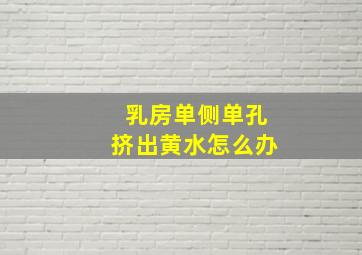 乳房单侧单孔挤出黄水怎么办