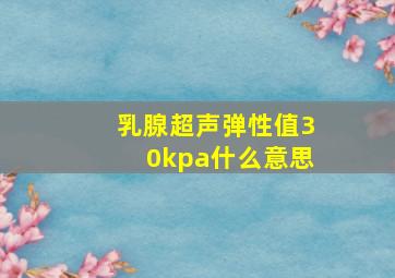 乳腺超声弹性值30kpa什么意思