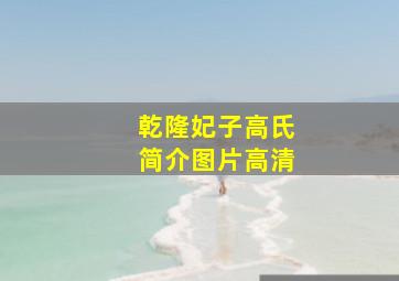 乾隆妃子高氏简介图片高清