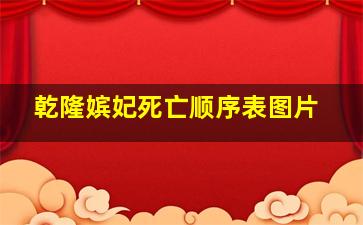 乾隆嫔妃死亡顺序表图片